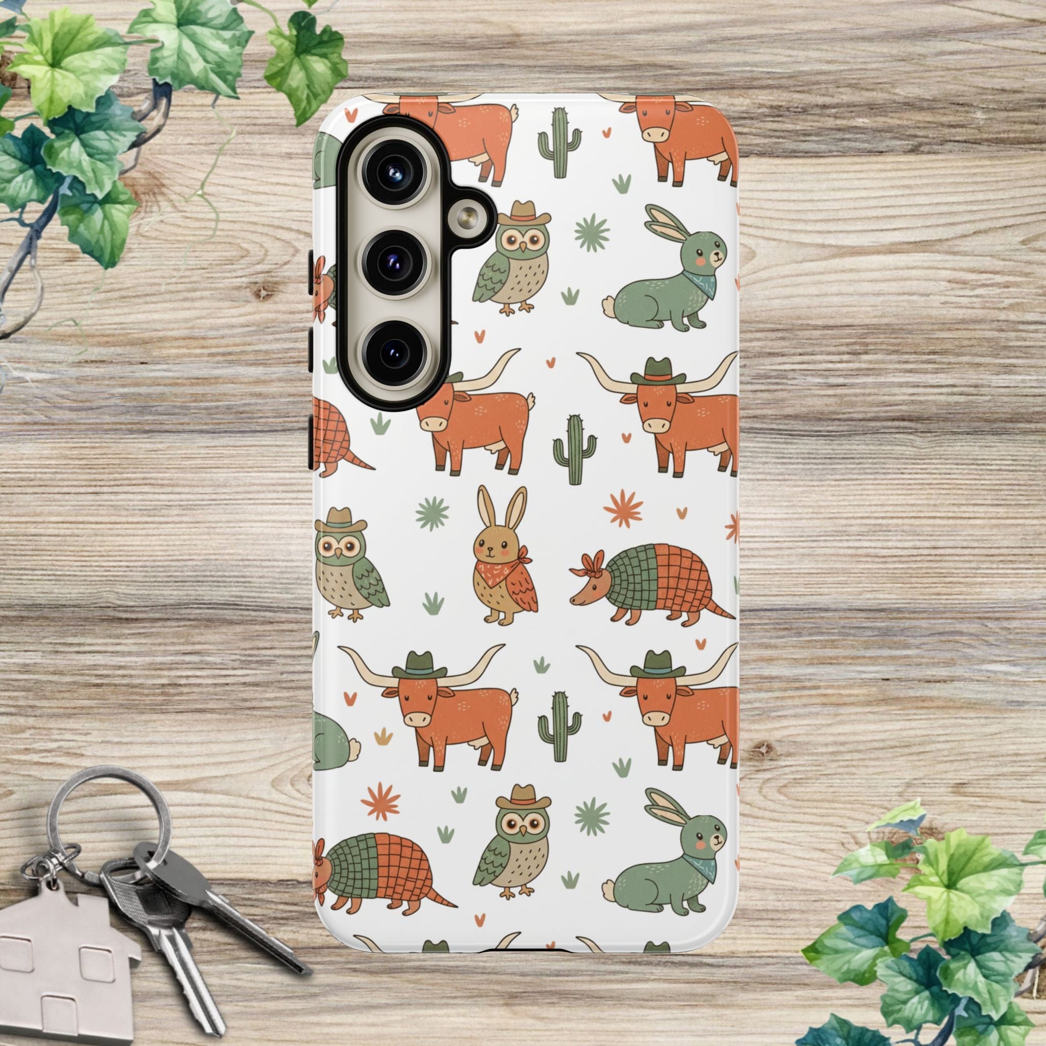 Armadillo, Longhorn, Owl & Bunny Pattern-Phone Case