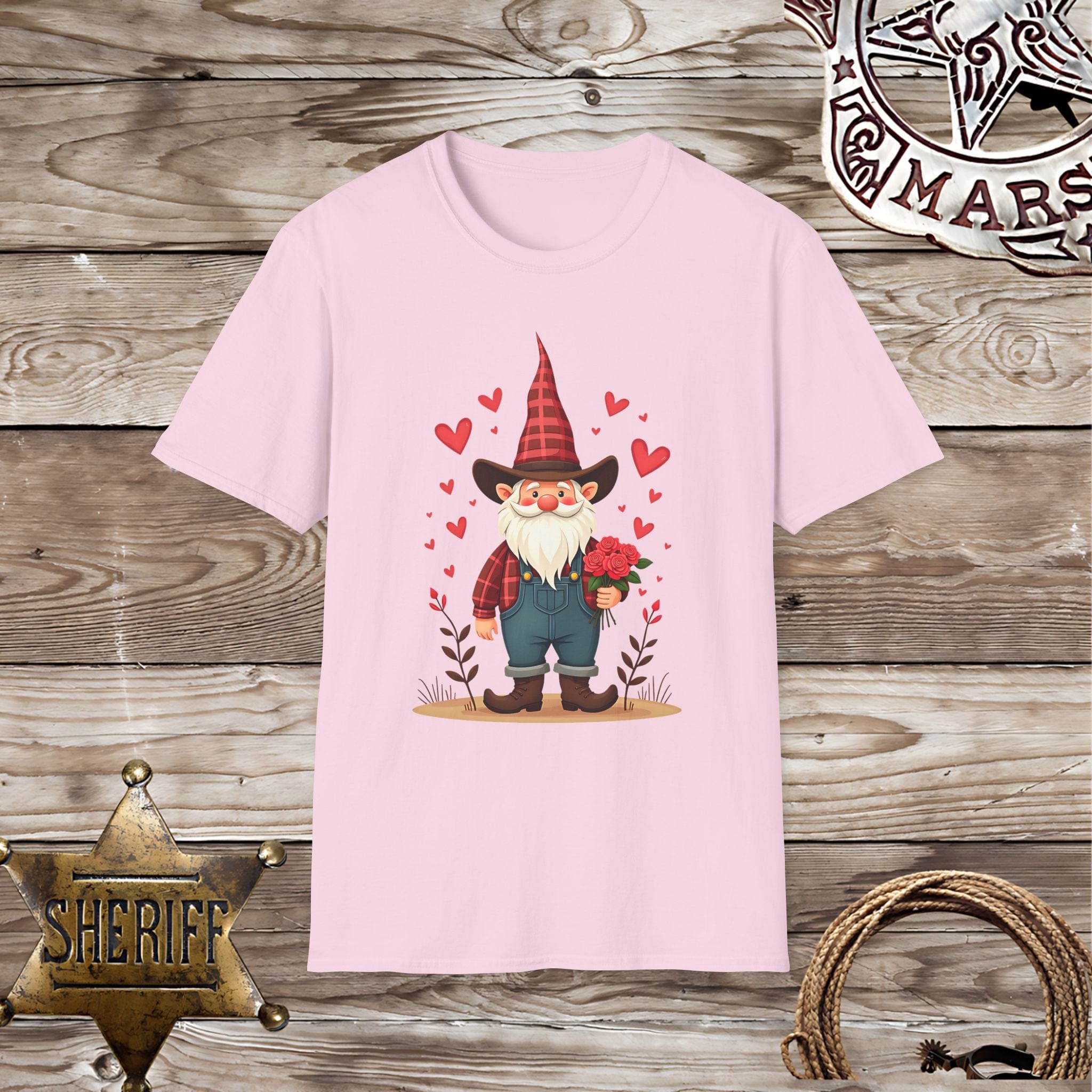 Gnome with Valentine Hearts-T-Shirt