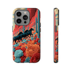 Desert Wild Horses Floral Phone Case