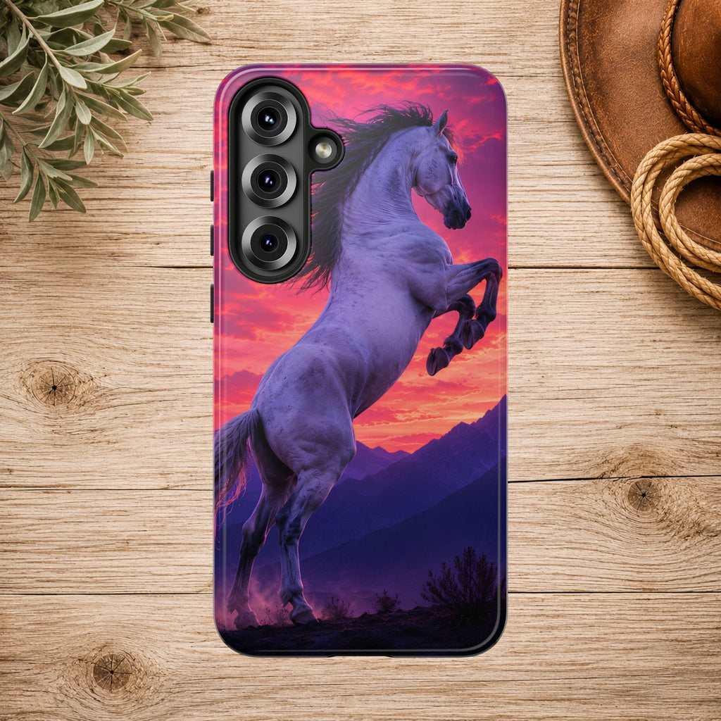 Rearing White Horse Sunset Phone Case