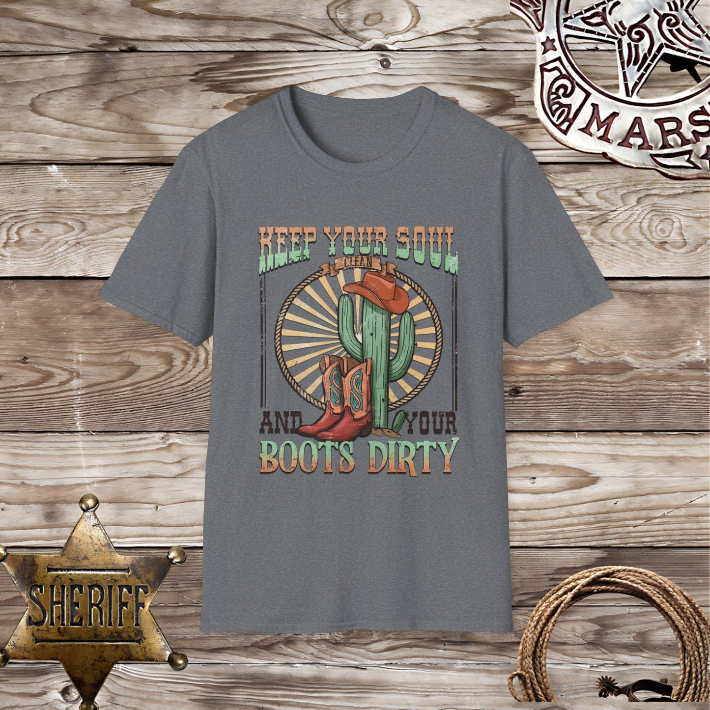 Softstyle Unisex T-Shirt "Keep Your Soul Clean and Your Boots Dirty"