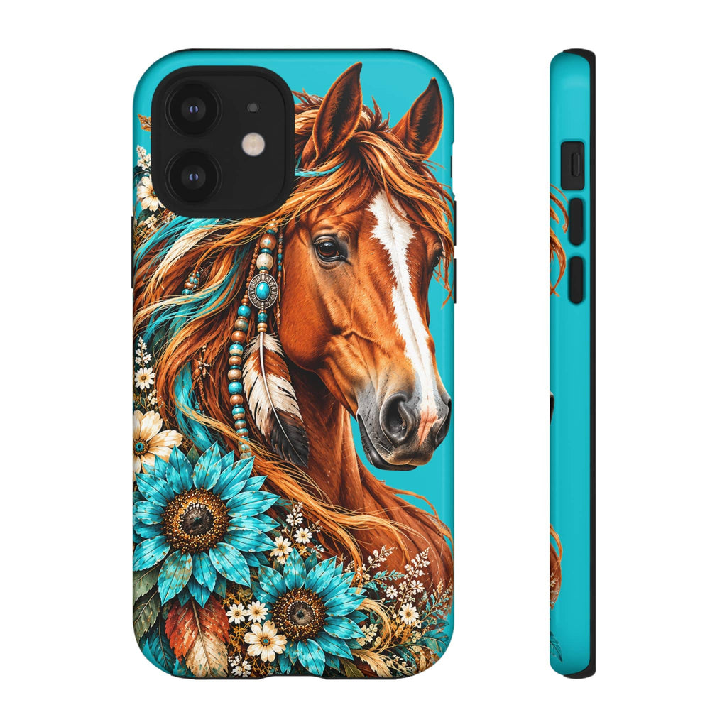 Turquoise Sunflower Horse Phone Case