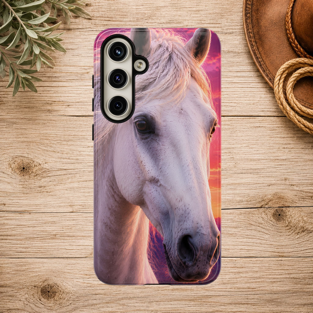 White Horse Sunset Phone Case