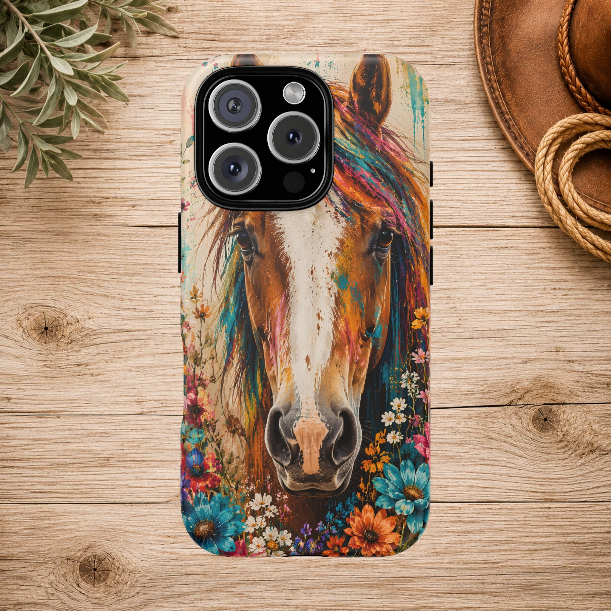Boho Wildflower Horse Phone Case
