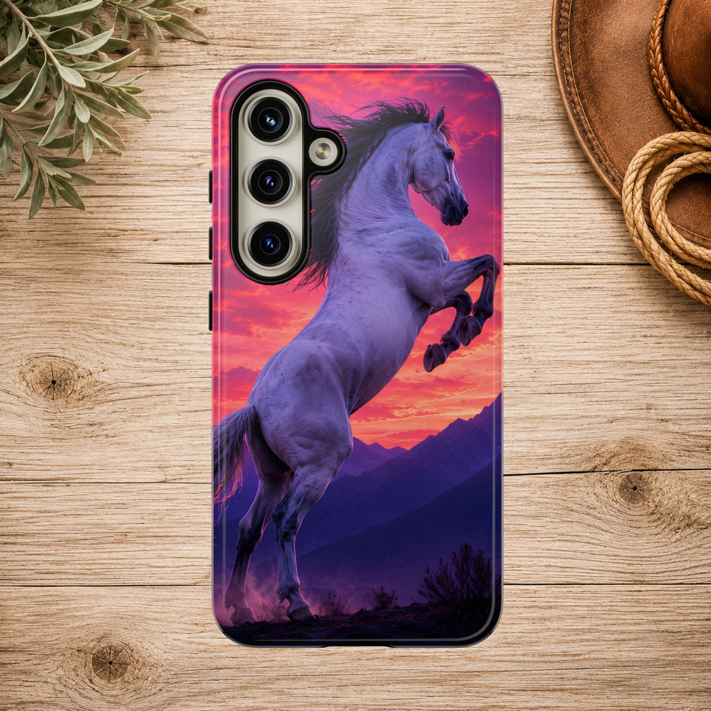 Rearing White Horse Sunset Phone Case