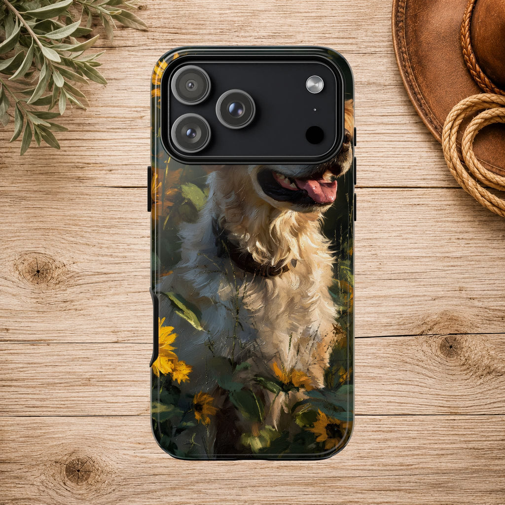 Golden Retriever Sunflower Phone Case