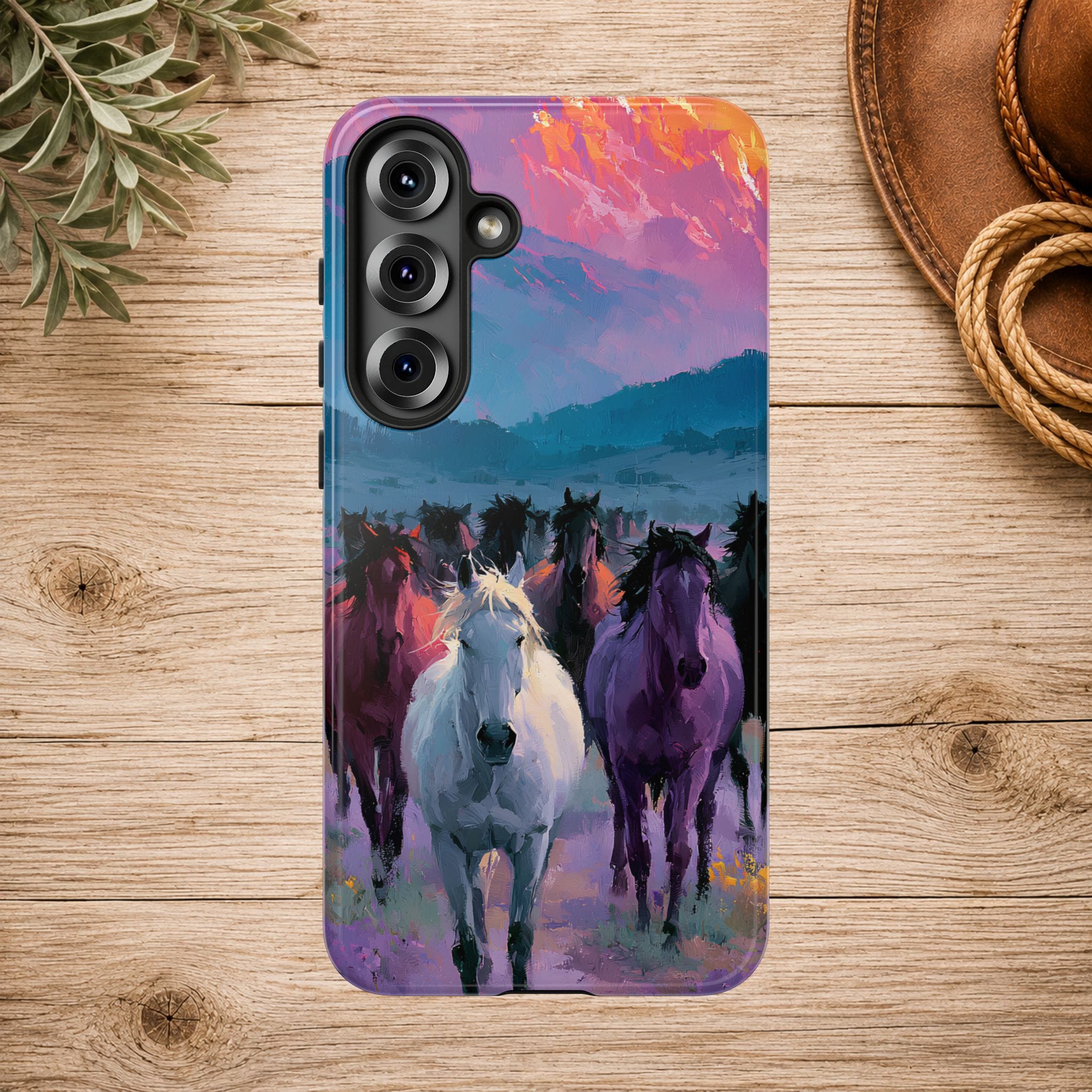 Wild Horses Sunset Mountain Phone Case