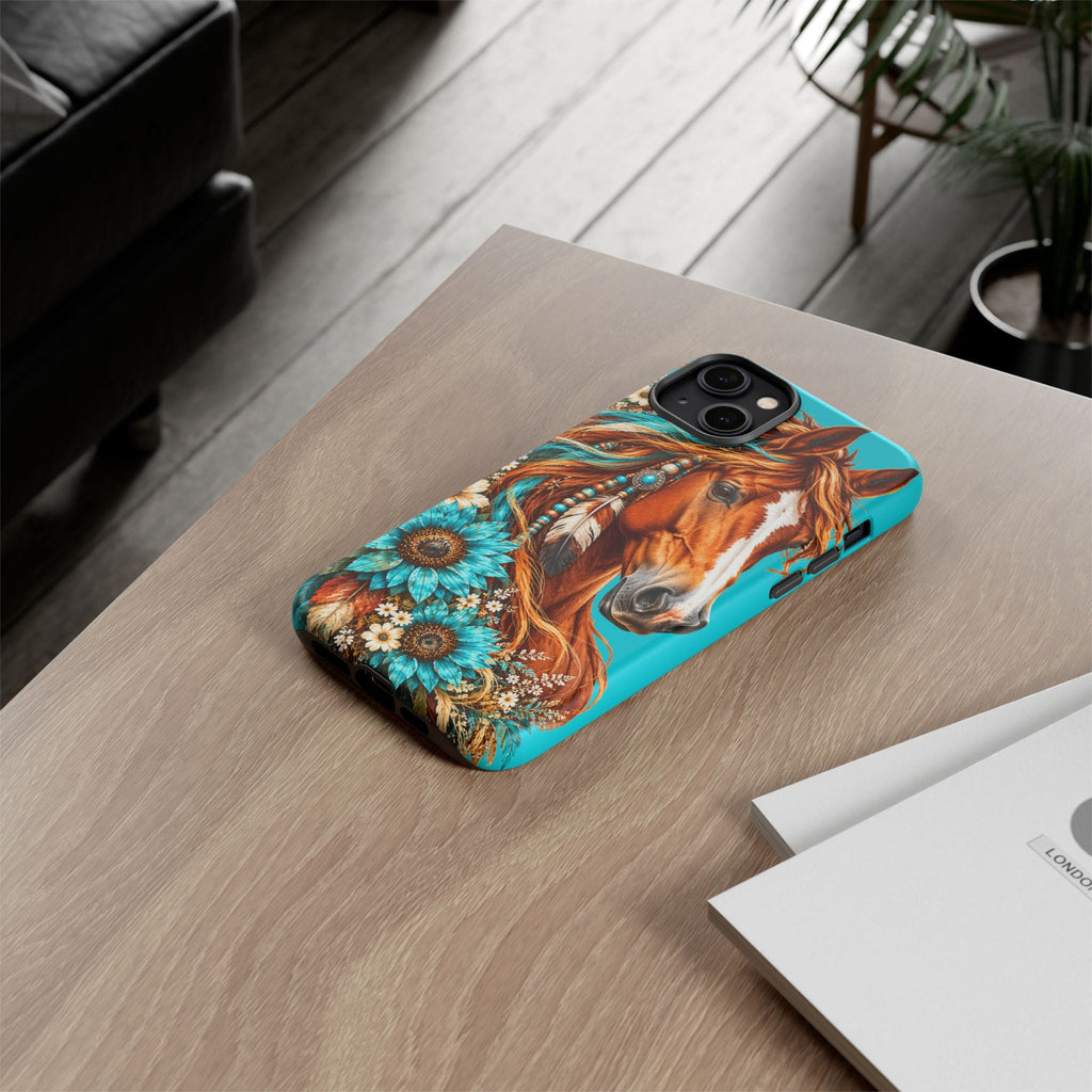Turquoise Sunflower Horse Phone Case