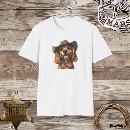 Softstyle Unisex T-Shirt Cocker Spaniel  Cowboy hat