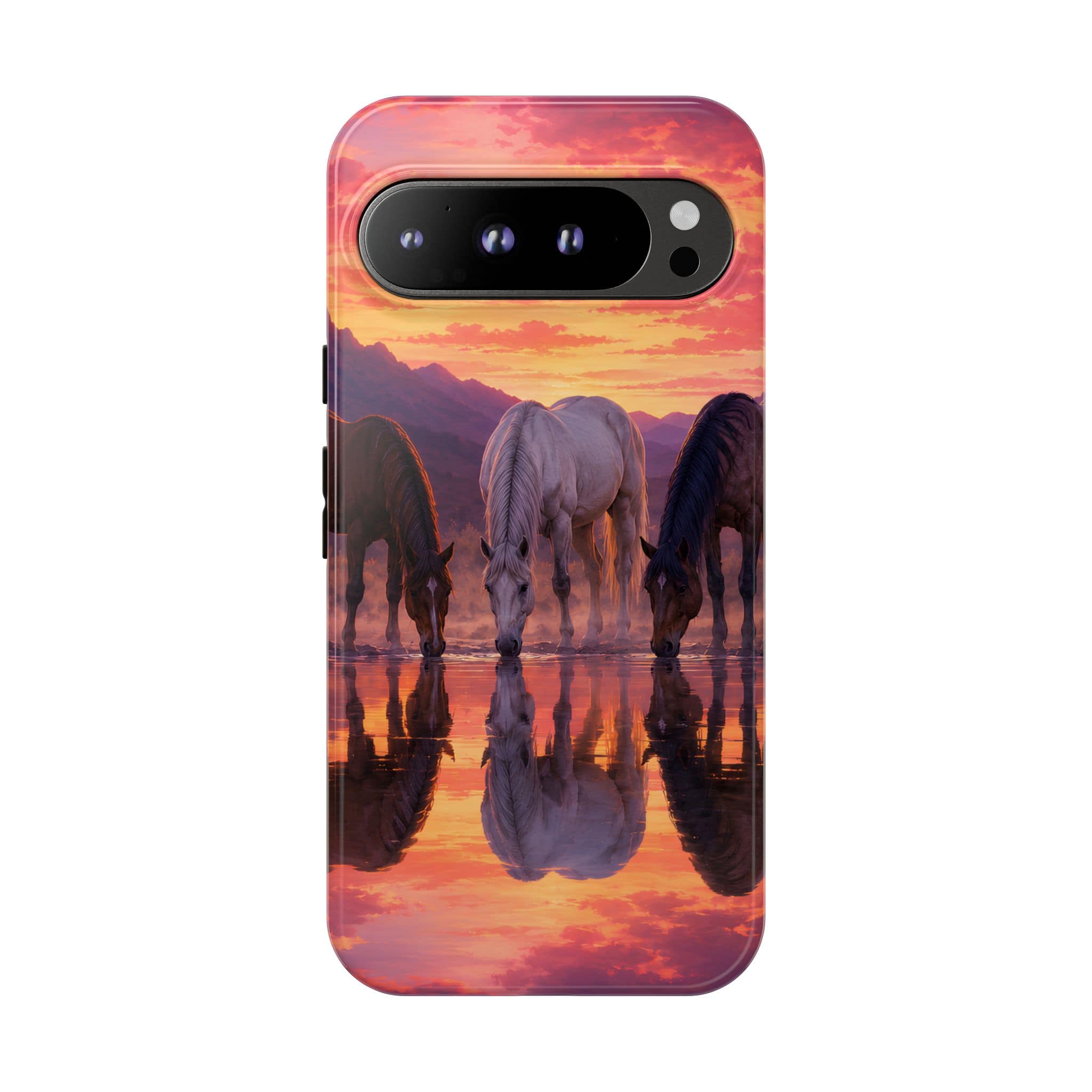 Horses at Sunset Reflection Phone Case