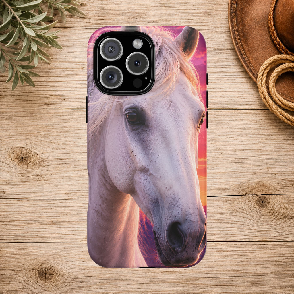 White Horse Sunset Phone Case