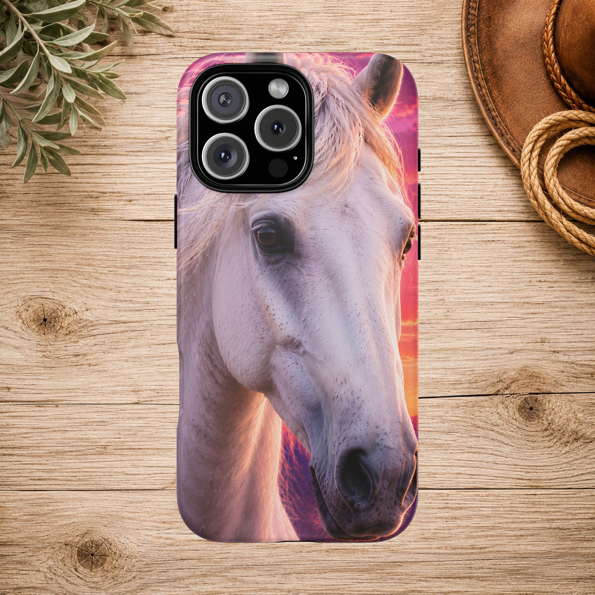 White Horse Sunset Phone Case