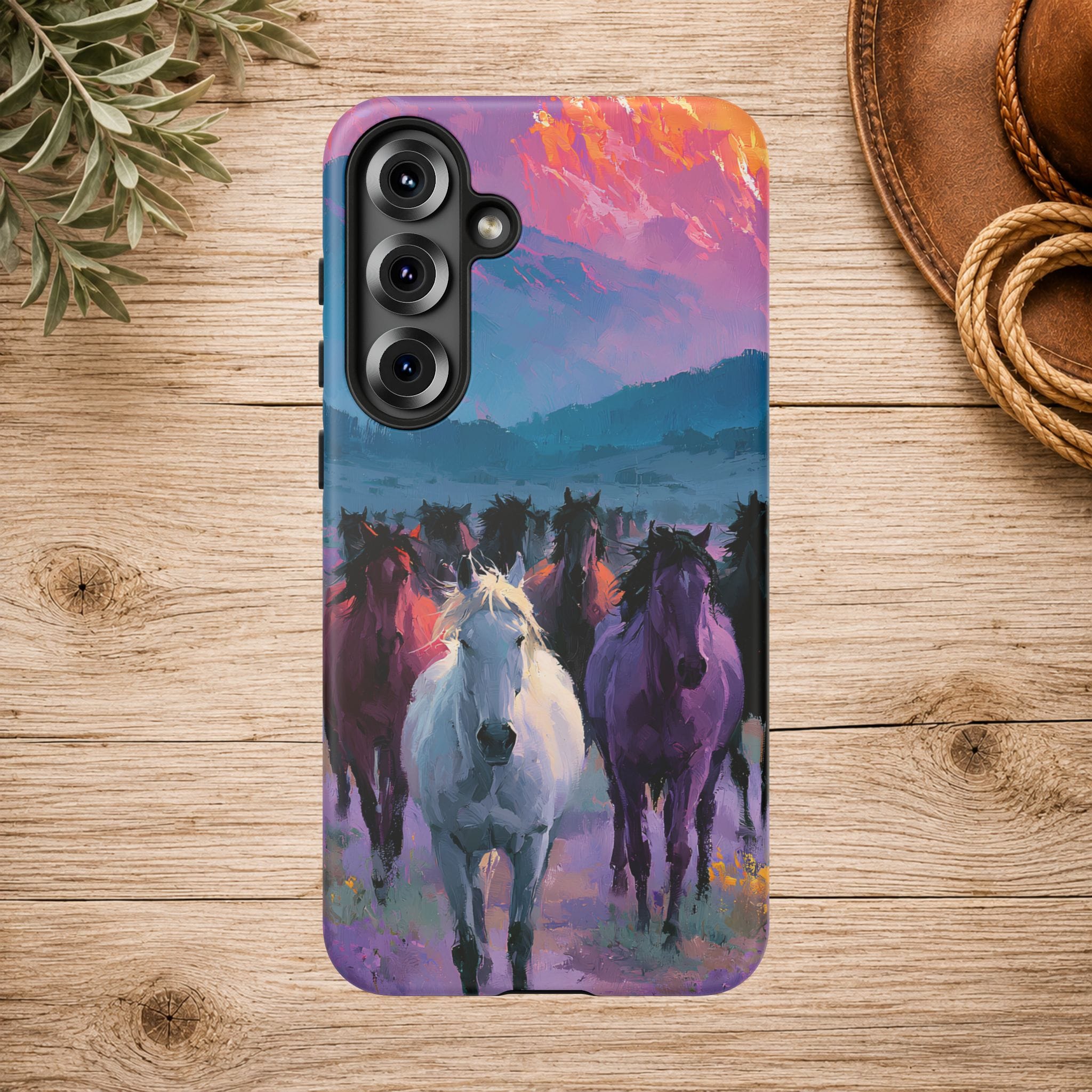 Wild Horses Sunset Mountain Phone Case