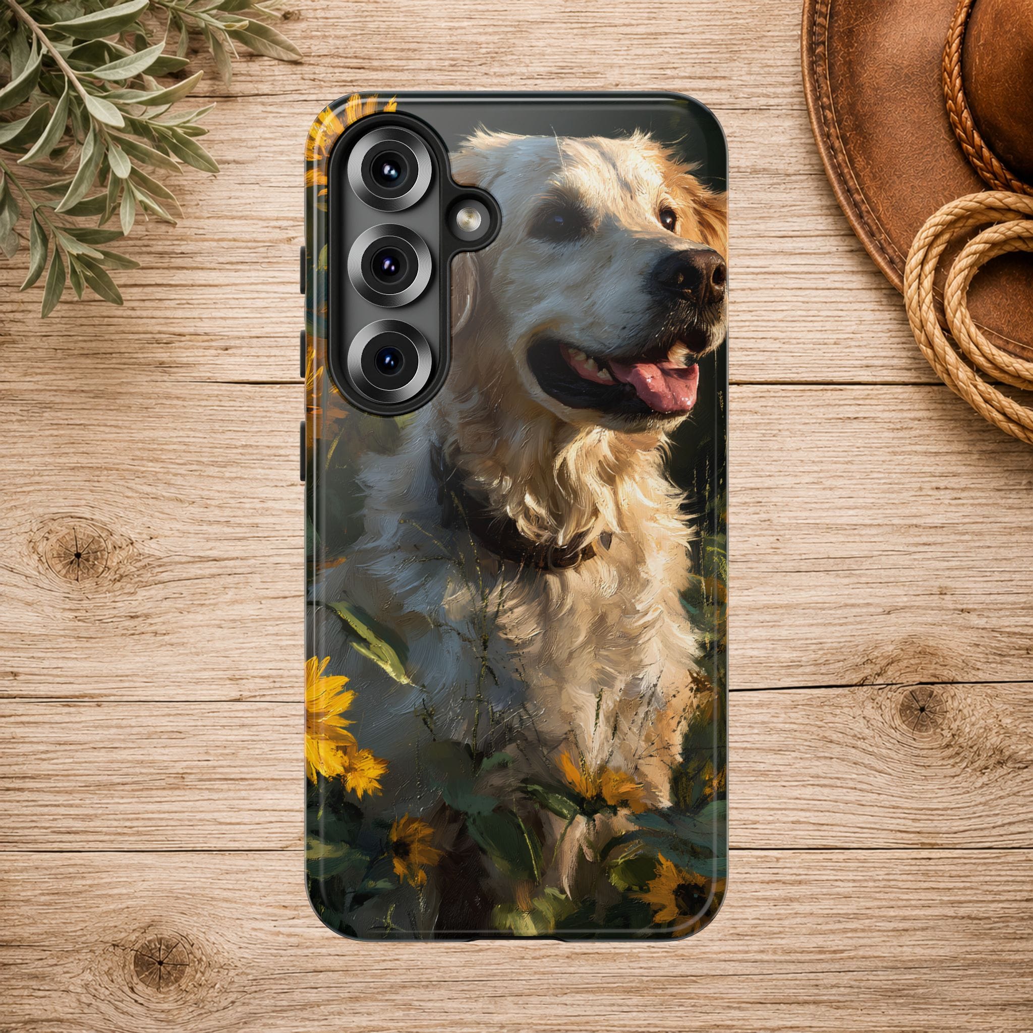 Golden Retriever Sunflower Phone Case