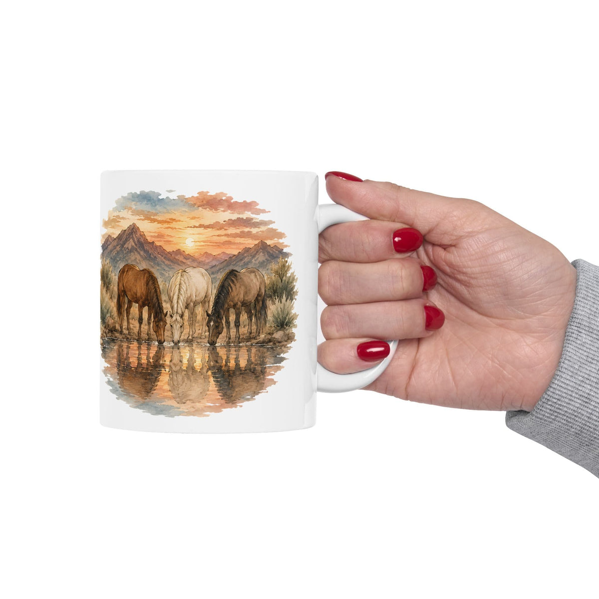 Watercolor Horses at Sunset Coffee Mug