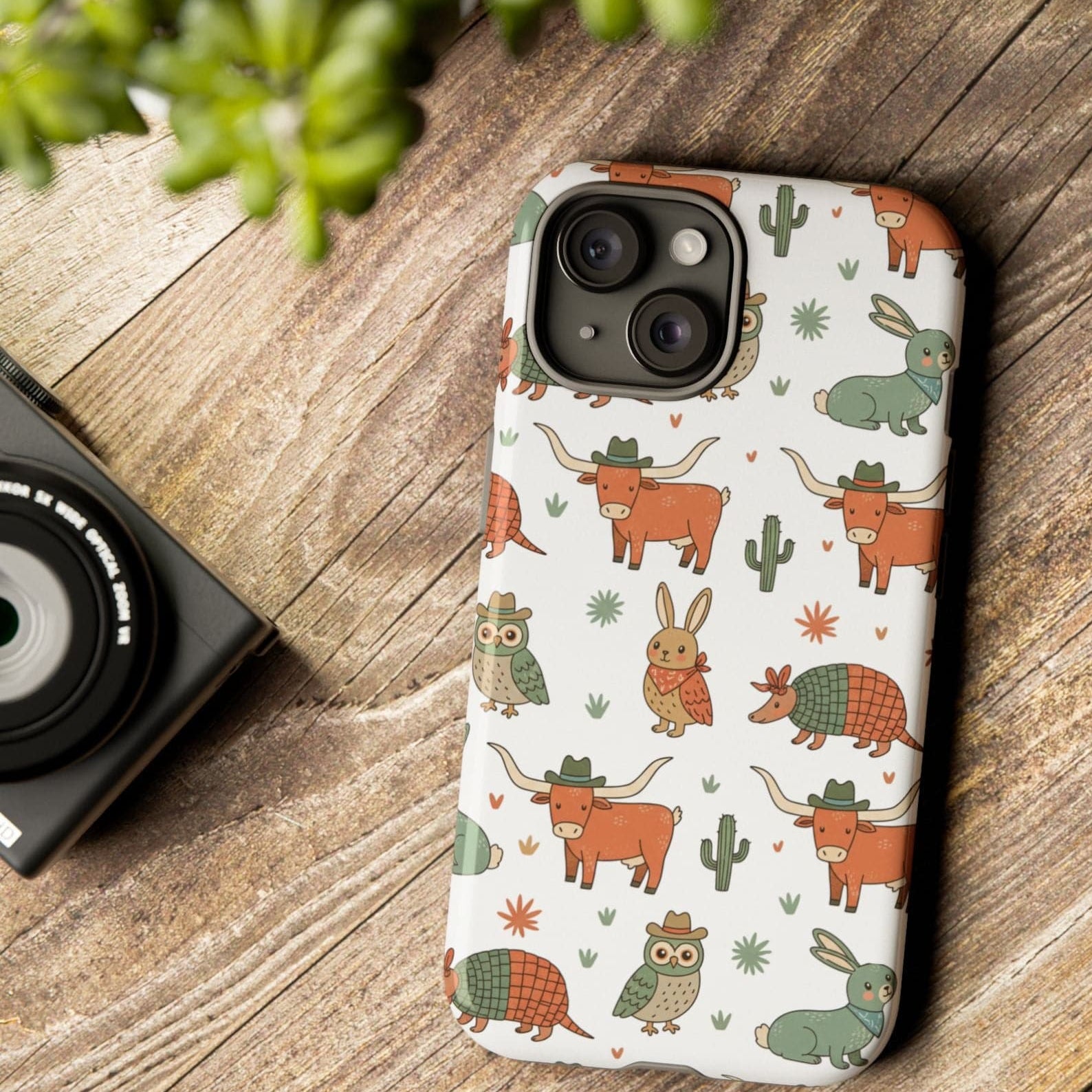 Armadillo, Longhorn, Owl & Bunny Pattern-Phone Case