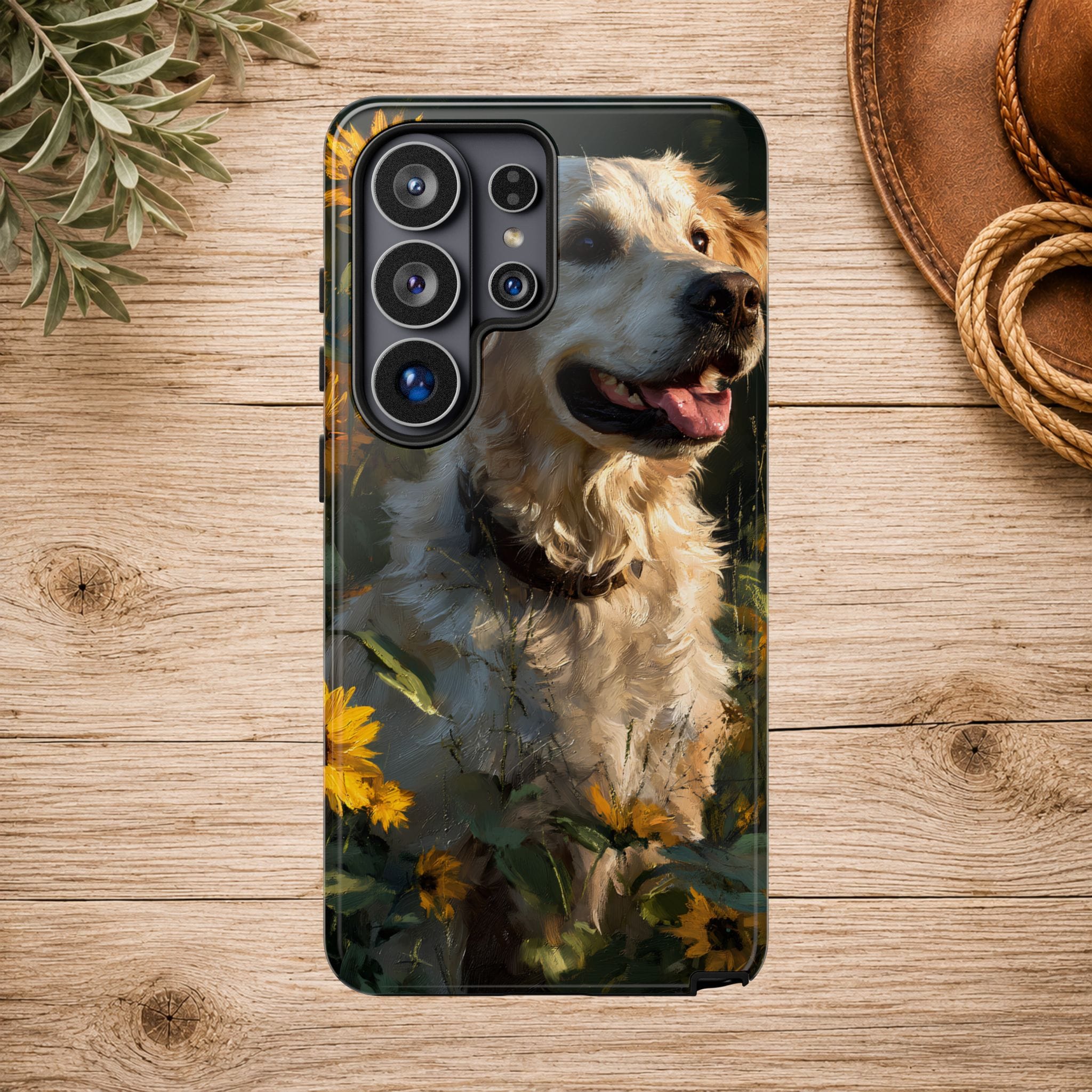 Golden Retriever Sunflower Phone Case