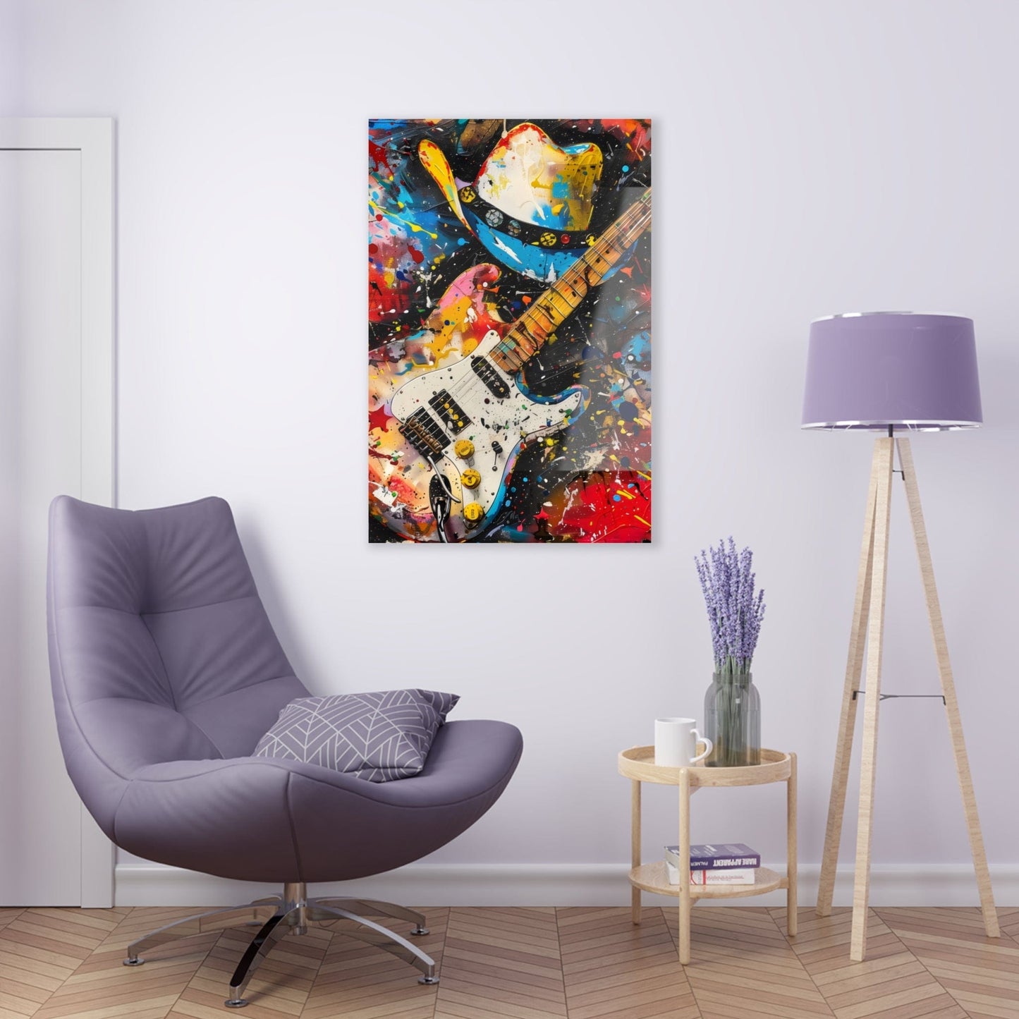 Acrylic Prints -Psychedelic Guitar, Cowboy Hat