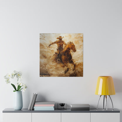 Matte Canvas, Stretched, 0.75"Cowboy Galloping on his Horse