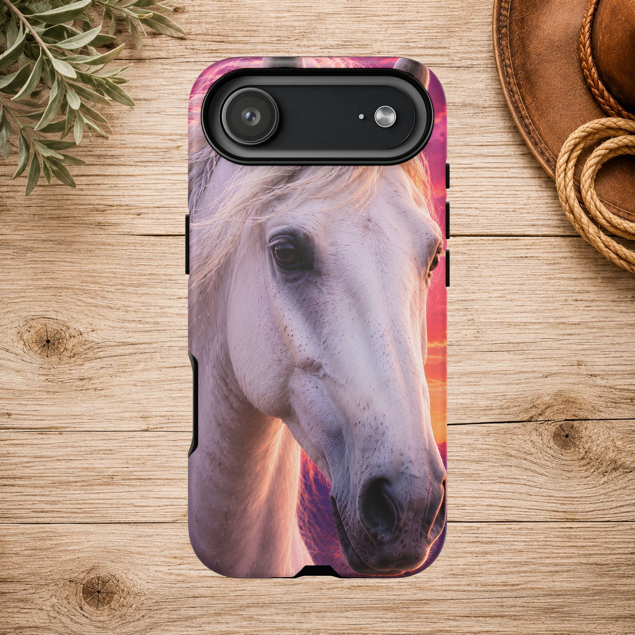 White Horse Sunset Phone Case