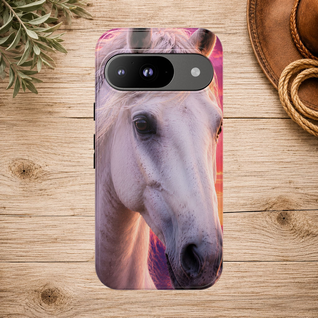 White Horse Sunset Phone Case