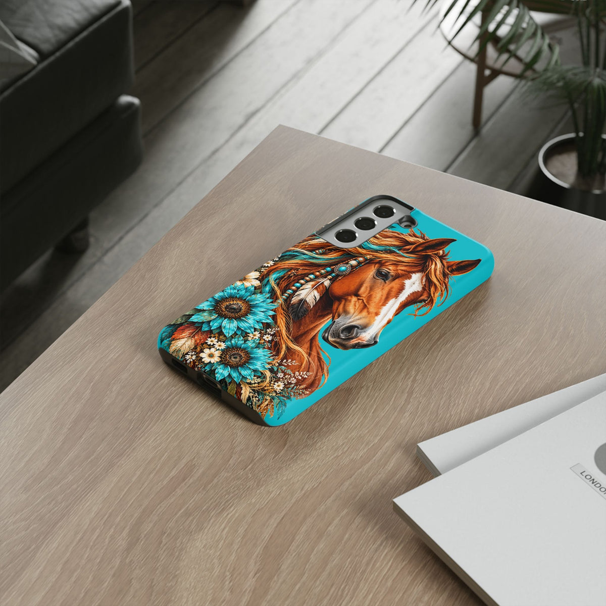 Turquoise Sunflower Horse Phone Case