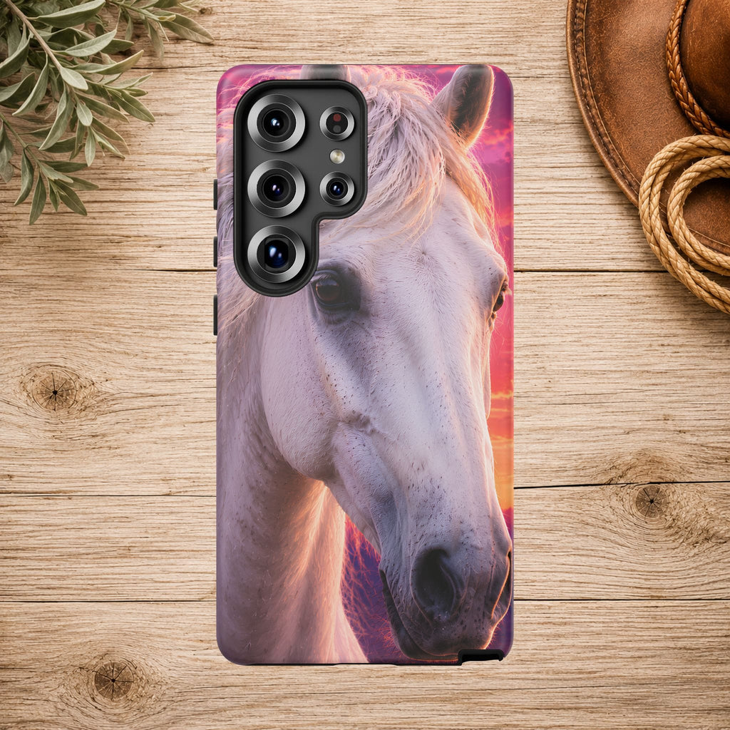 White Horse Sunset Phone Case