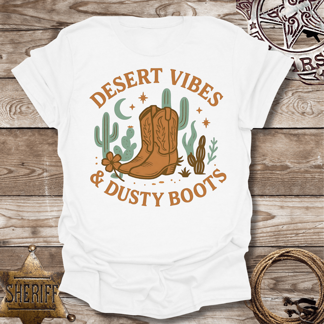 Boho Desert Vibes with Dusty Boots-T-Shirt