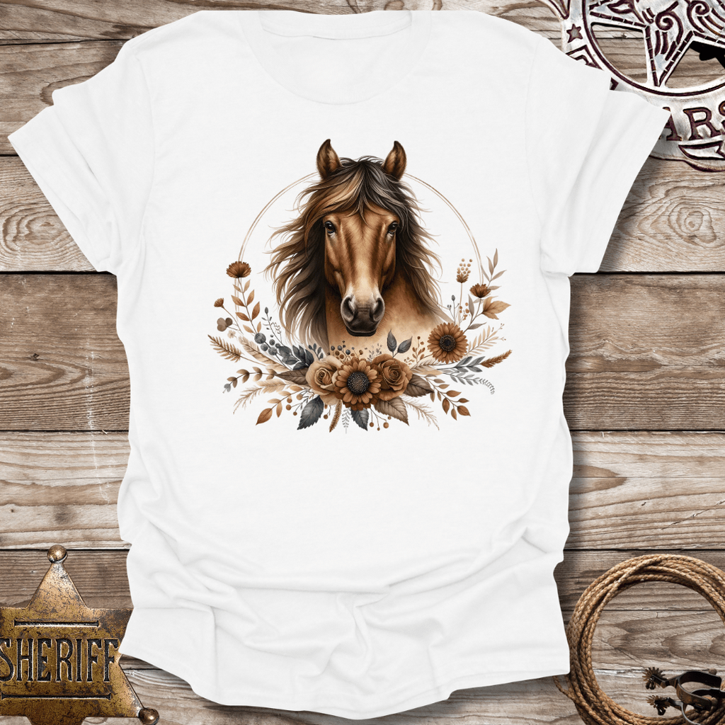 Vintage Horse Floral-T-Shirt