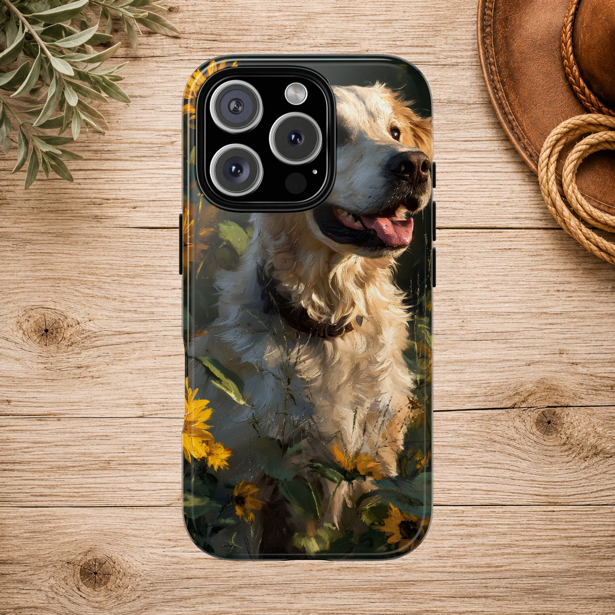 Golden Retriever Sunflower Phone Case