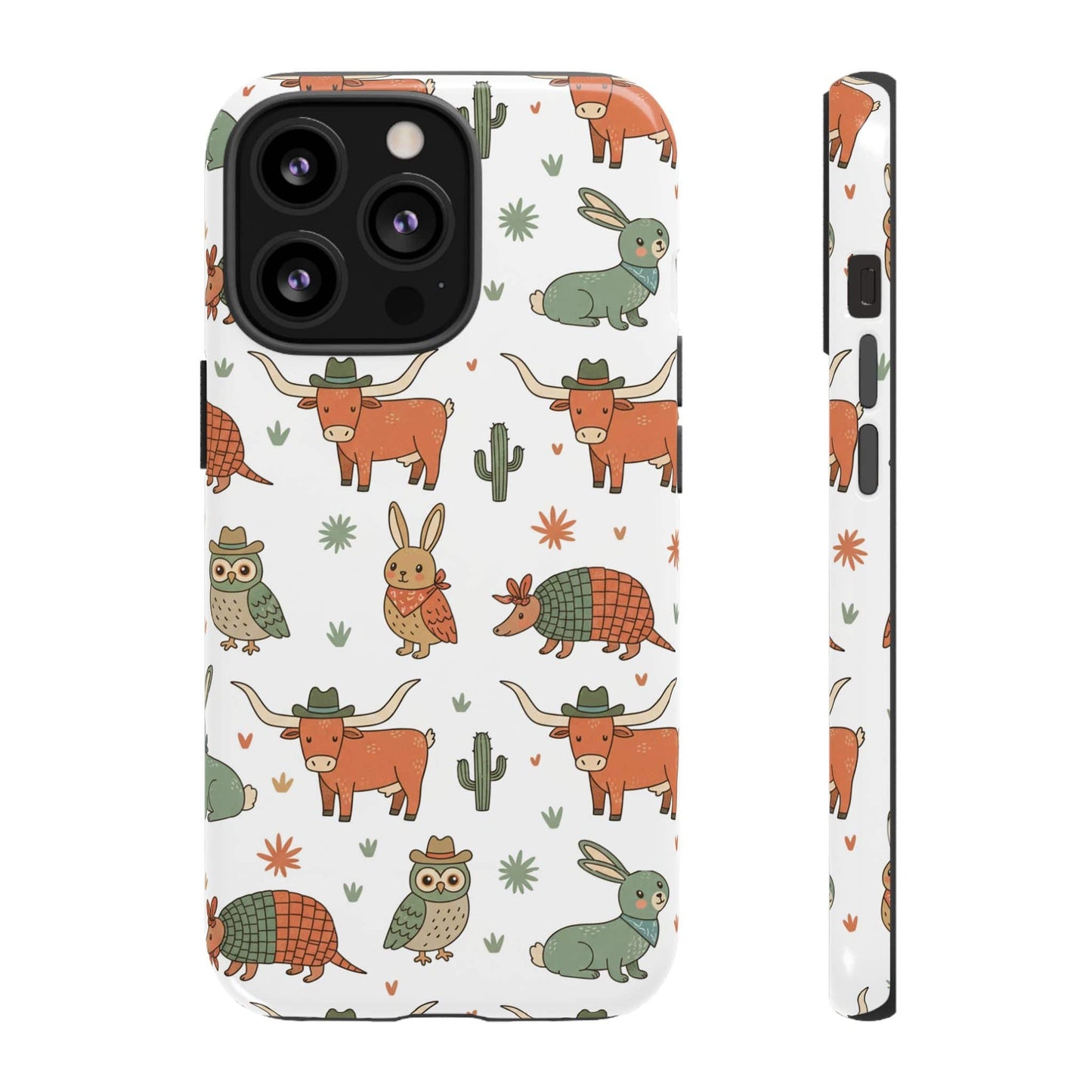 Cute Armadillo, Longhorn, Owl & Bunny Pattern-Phone Case
