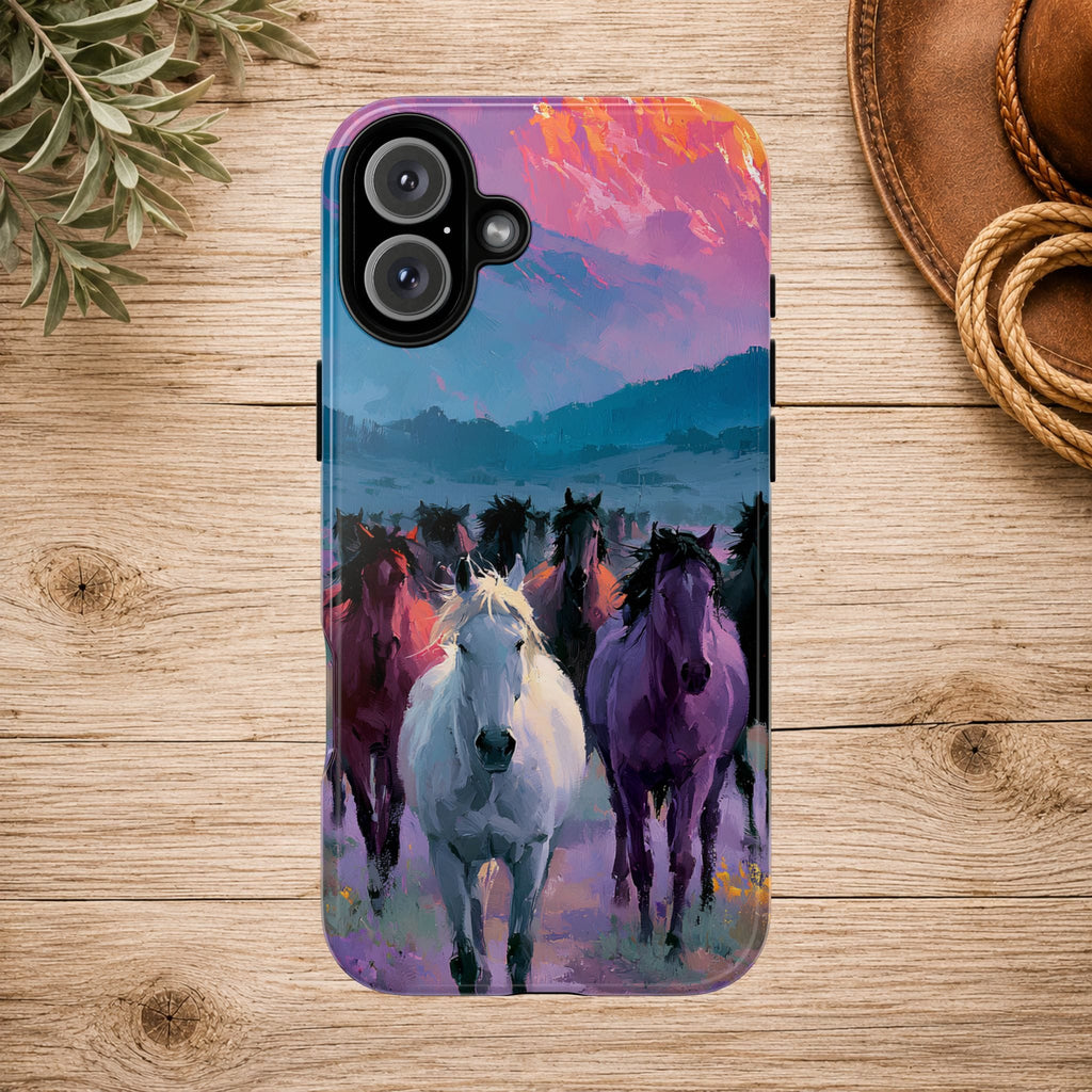 Wild Horses Sunset Mountain Phone Case