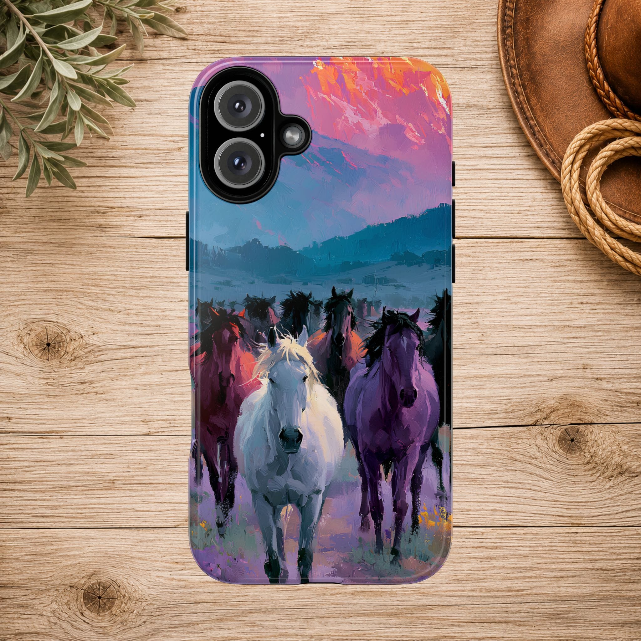 Wild Horses Sunset Mountain Phone Case