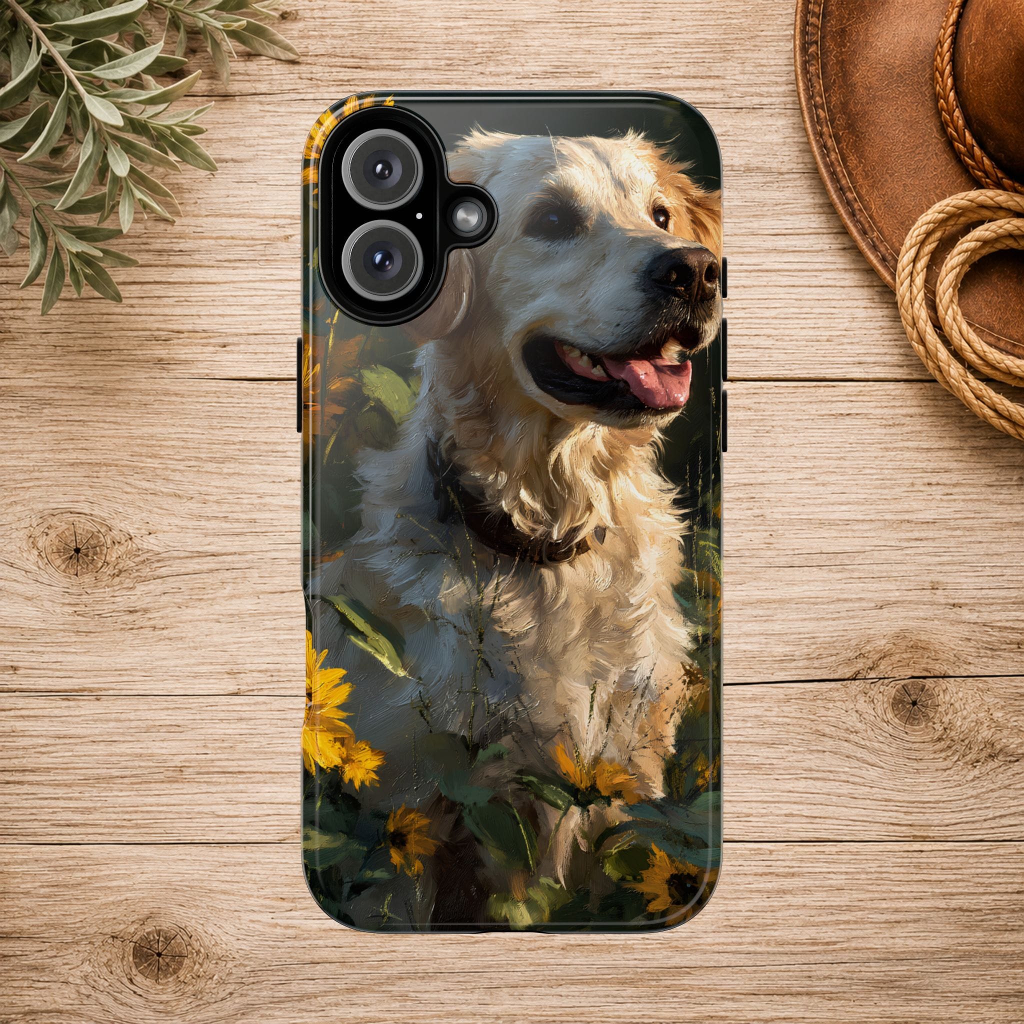 Golden Retriever Sunflower Phone Case