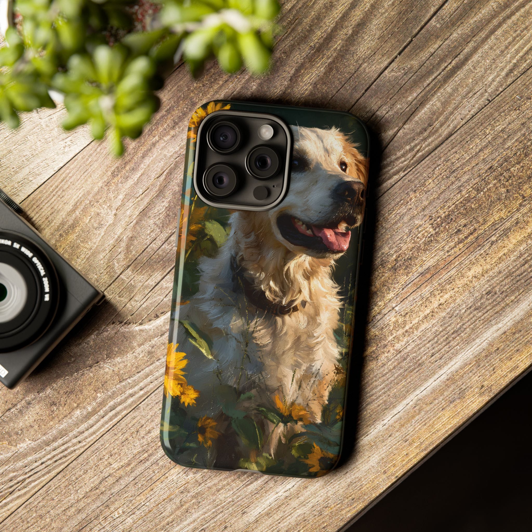 Golden Retriever Sunflower Phone Case