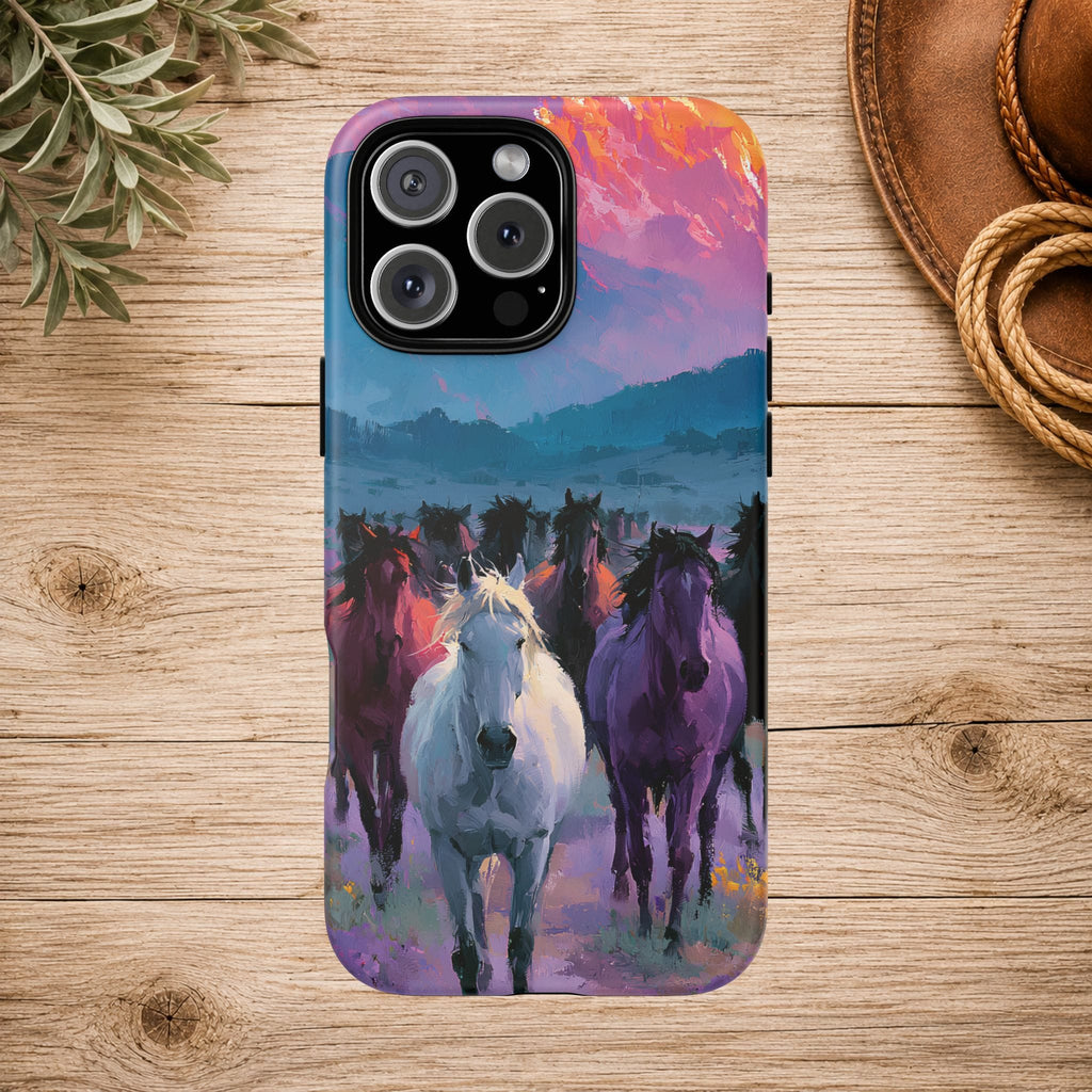 Wild Horses Sunset Mountain Phone Case