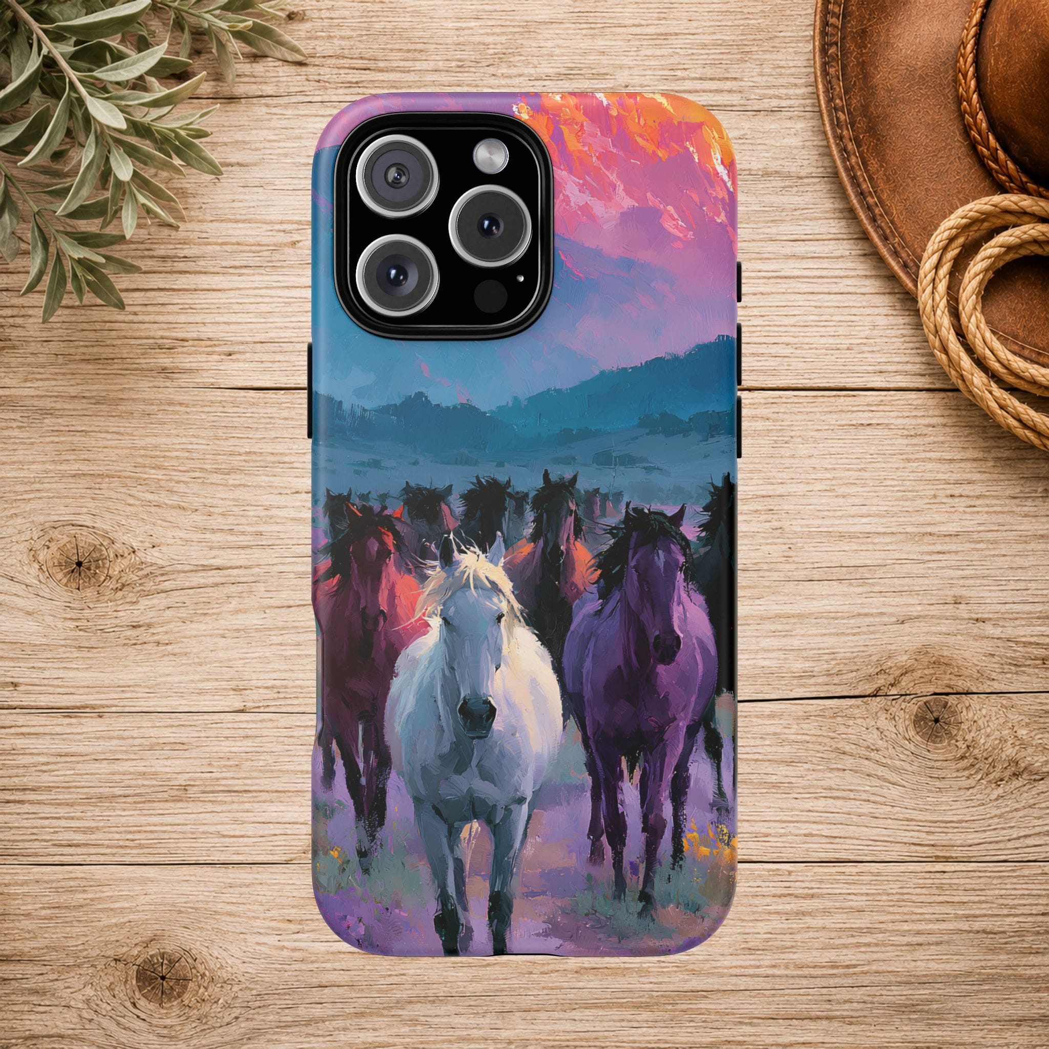 Wild Horses Sunset Mountain Phone Case