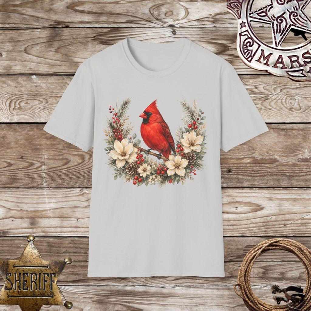 Cardinal Floral Wreath Nature T-Shirt