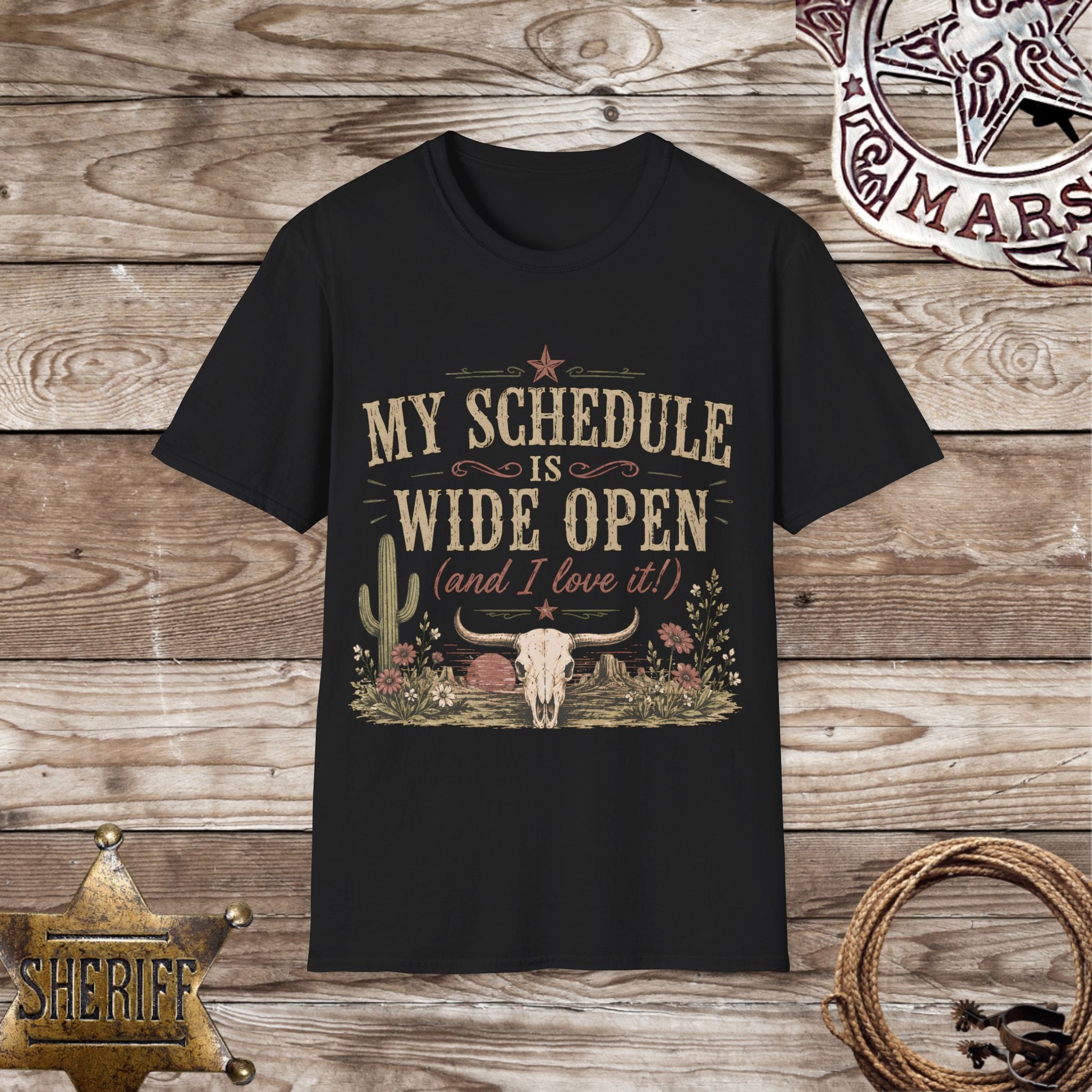 "My Schedule Is Wide Open" Western T-Shirt