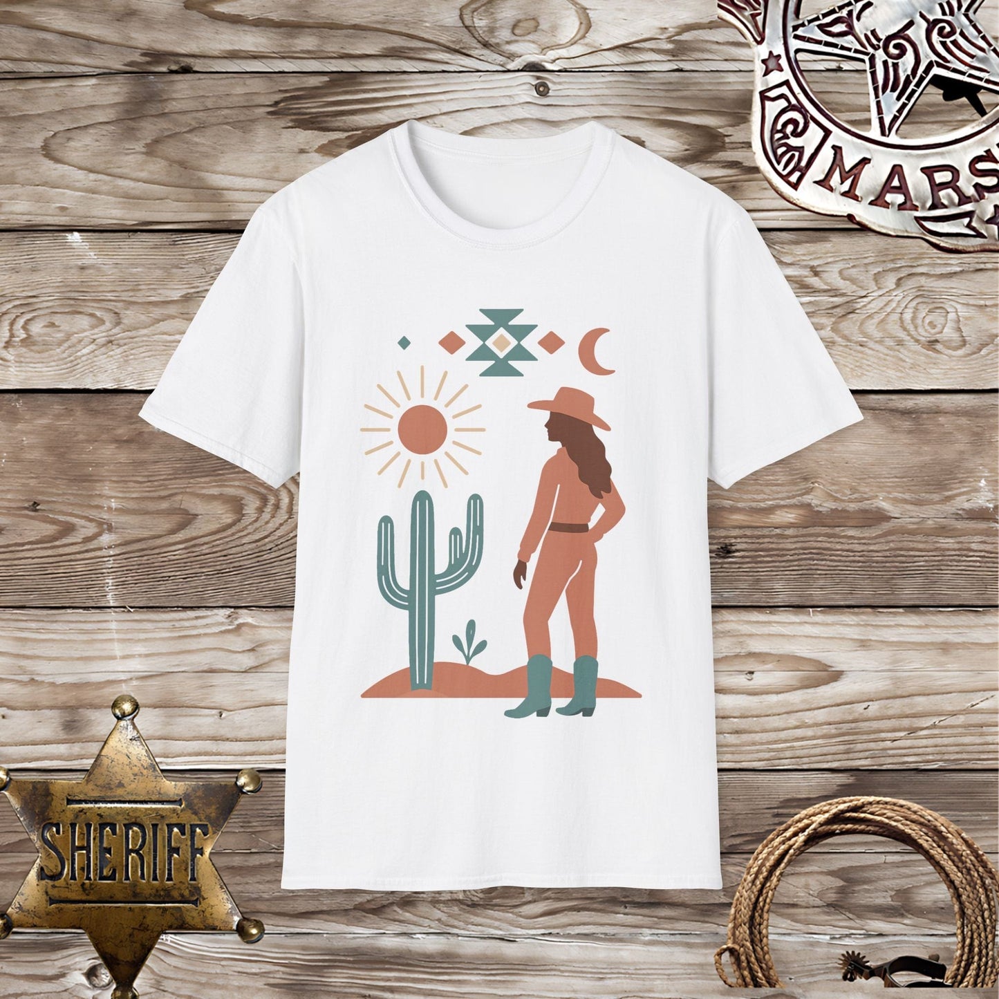Boho Desert Sun and Cactus Design
