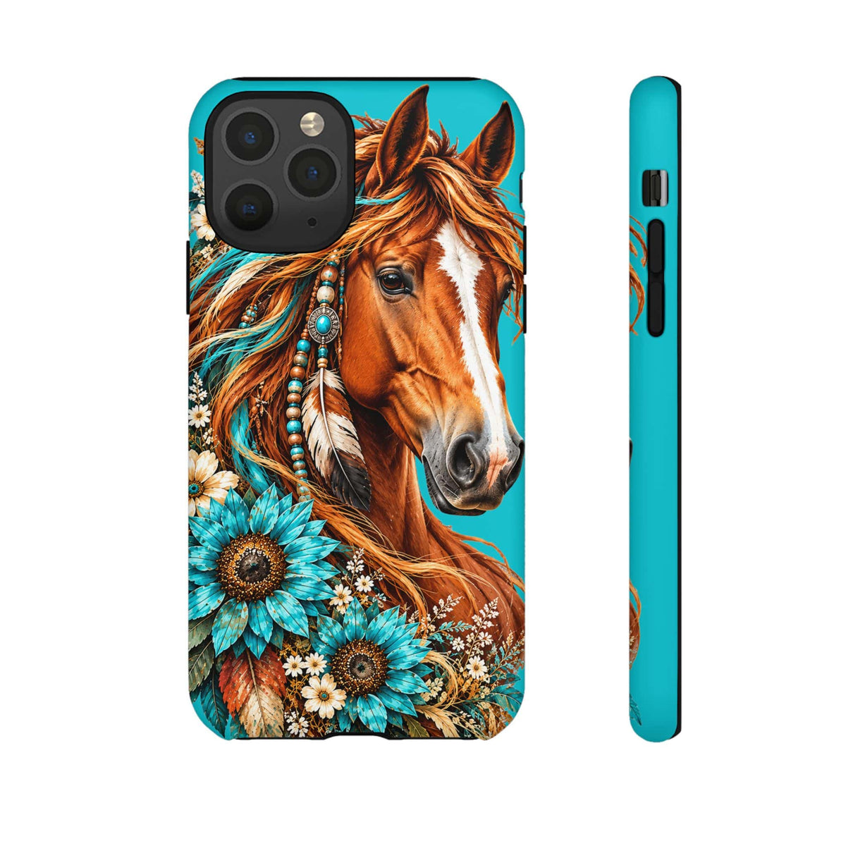 Turquoise Sunflower Horse Phone Case