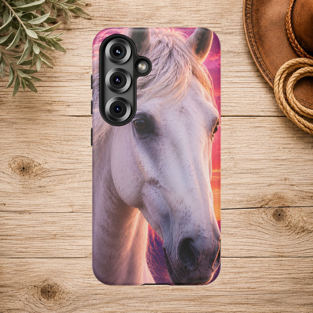 White Horse Sunset Phone Case