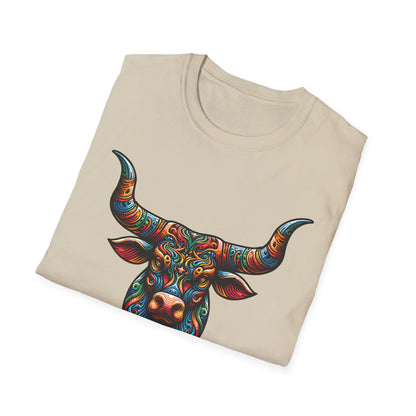 Softstyle Unisex T-Shirt: Psychedelic Steer Head