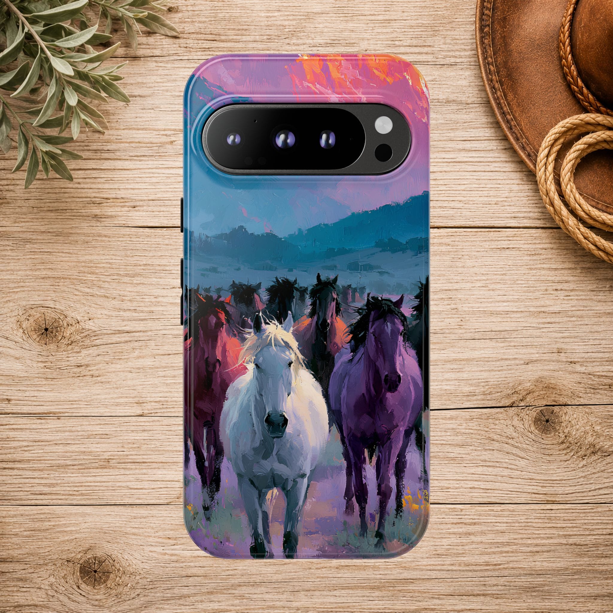 Wild Horses Sunset Mountain Phone Case