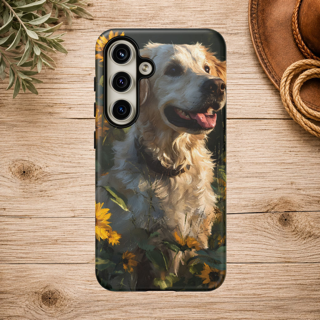 Golden Retriever Sunflower Phone Case