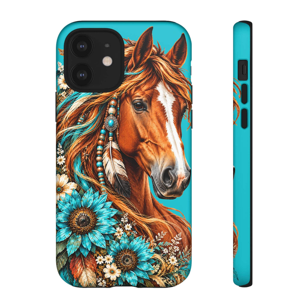 Turquoise Sunflower Horse Phone Case