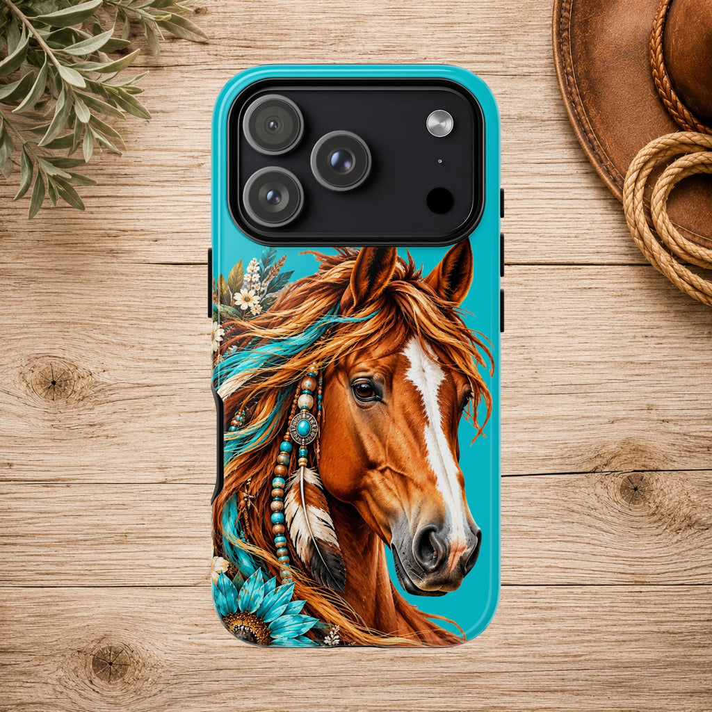 Turquoise Sunflower Horse Phone Case