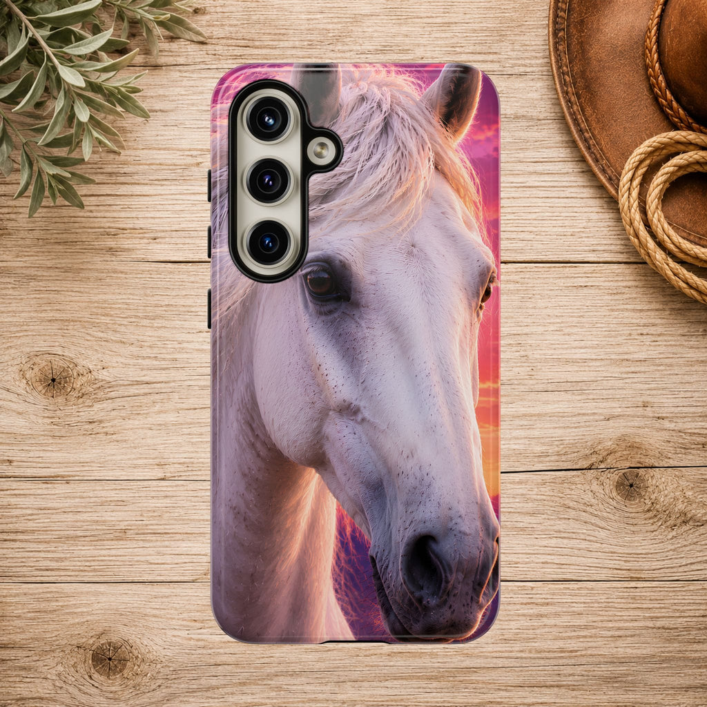 White Horse Sunset Phone Case