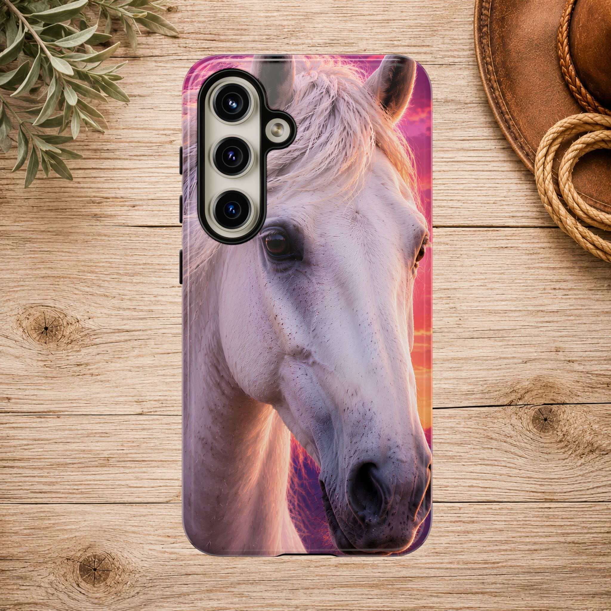 White Horse Sunset Phone Case