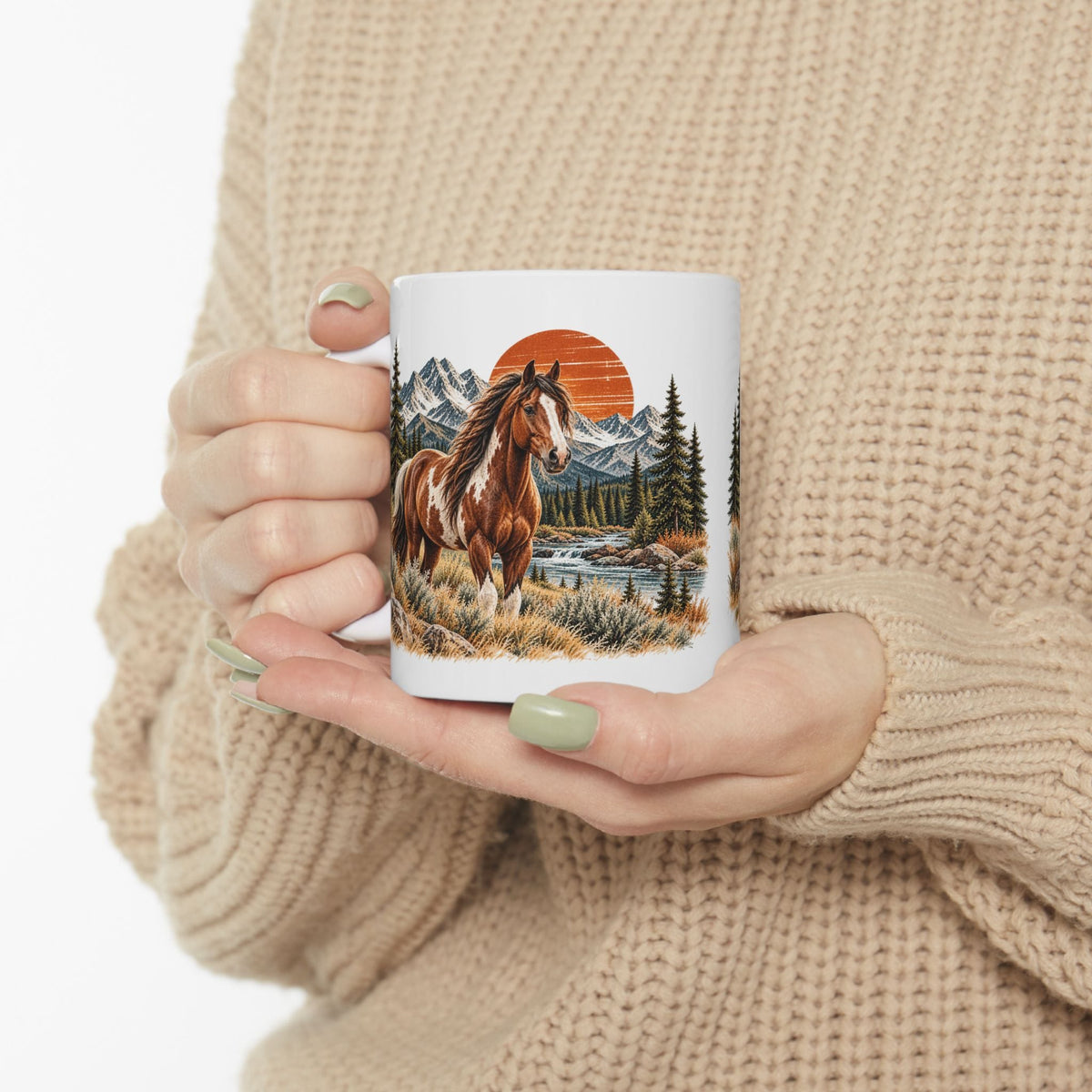 Horse Coffee Mug, Western Horse Mug, Mountain Horse Gift, Rustic Ranch Mug, Horse Lover Gift, 11 oz